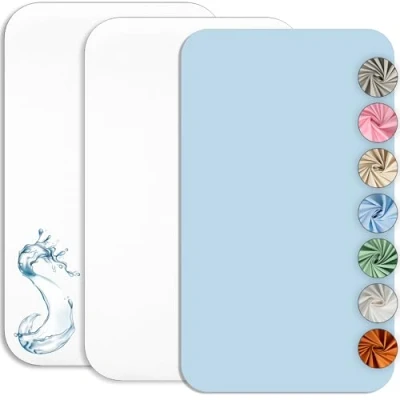 Afbeelding van Cododo Hoeslaken, 50 x 83 cm (2 stuks) + 1 matrasbeschermer, waterdicht, set van 2 lakens en Oeko Tex (wit/blauw, cm)