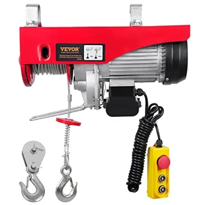 Image de VEVOR Treuil à Câble Électrique 1000 kg Palan avec Télécommande Filaire 4 m 1600 W 10 m/min Hauteur de Levage Simple 12 Moteur Cuivre Pur pour Garages Entrepôts Usines