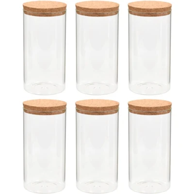 Afbeelding van Opbergpotten met kurken deksel 6 st 1100 ml glas