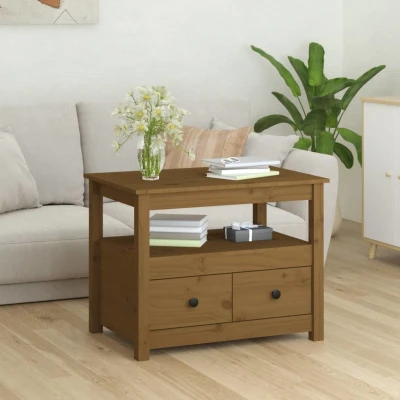 Afbeelding van Salontafel 71x49x55 cm massief grenenhout honingbruin