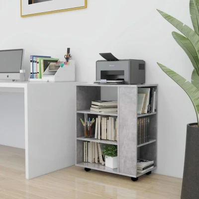 Afbeelding van Kast verrijdbaar 60x35x75 cm spaanplaat betongrijs