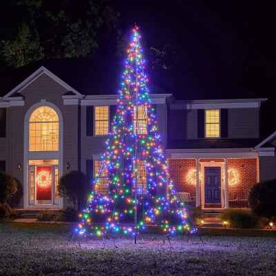 Afbeelding van Fairybell Vlaggenmast Kerstboom 4 meter 640 LED lampjes Inclusief mast Multi colour