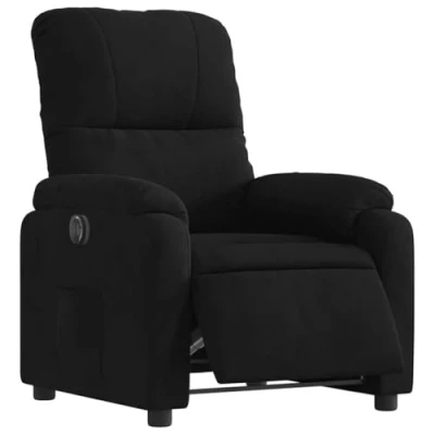Afbeelding van vidaXL Fauteuil Inclinable Électrique, Chaise de Relaxation avec Dossier et Repose pied Réglables, Siège Salon Salle Séjour, Noir Tissu Microfibre