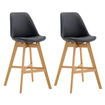 Image de CLP Lot de 2 tabourets bar Cannes en similicuir , Noir /Nature
