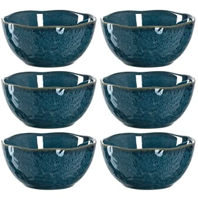 Afbeelding van Leonardo Matera 018582 Keramische schalen, 6 delige set, vaatwasmachinebestendige dessertschaaltjes, mueslikommen, snack kommen, blauw Ø 12 cm, 380 ml