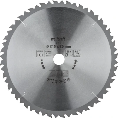 Afbeelding van Wolfcraft 6742000 Hardmetaal cirkelzaagblad 315 x 30 mm Aantal tanden: 28 1 stuk(s)