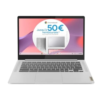 Afbeelding van Lenovo IdeaPad Slim 3 Chrome 14M868 Laptop 14 inch FHD (MediaTek Kompanio 520, 8 GB RAM, 128 SSD, Arm Mali G52 2EE MC2 GPU, OS) Frans AZERTY toetsenbord grijs