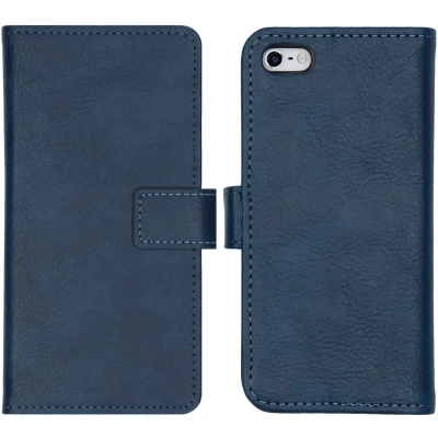 Afbeelding van iMoshion Hoesje Geschikt voor iPhone SE (2016) / 5 5s Met Pasjeshouder Luxe Bookcase Donkerblauw