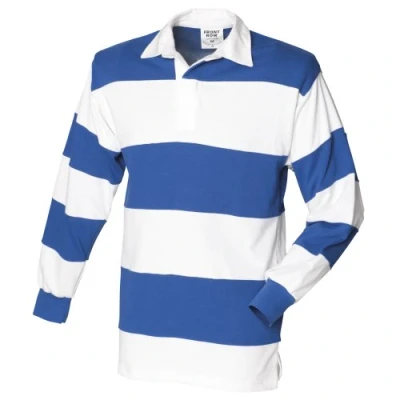 Afbeelding van Front Row Rugbypolo met lange mouwen en ingenaaide strepen