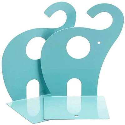Afbeelding van NC Kinderboekensteunen olifant creatieve ijzeren boeken voor kinderen schrijfwaren eenvoudige tafels boekensteun dieren 1 paar 19 x 12 cm (lichtblauw)