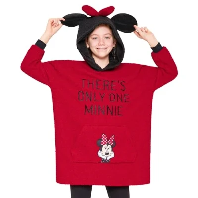 Afbeelding van Disney Sweatshirts met capuchon voor meisjes, plaid trui kinderen, jongeren, Stitch trui, poncho plaid, oversized, van fleece, één maat