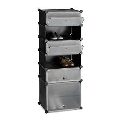 Afbeelding van Schoenenkast met 6 vakken, plug in systeem, voor kast, opslag, (h x b d): 52 37 9 cm, zwart