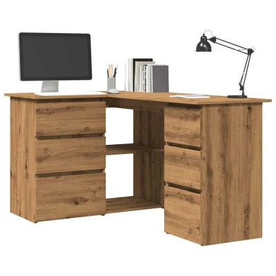Afbeelding van vidaXL Hoekbureau 145x100x76 cm bewerkt hout artisanaal eikenkleur