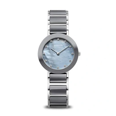 Afbeelding van BERING Dameshorloge, analoog, kwarts, keramiek, collectie horloge met Armband van roestvrij staal/keramiek en saffierglas 11429, Zilver/Grijs,