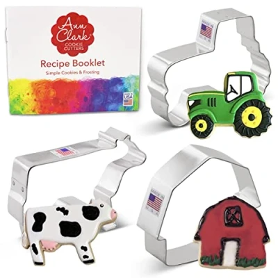 Afbeelding van Ann Clark Cookie Cutters Country Farm uitsteekvormen set van 3 incl. receptenboekje