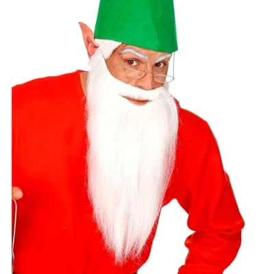 Afbeelding van Widmann 01528 lange baard met witte snor multipersonal, gnom, dwerg, piratenrok, carnaval, themafeest