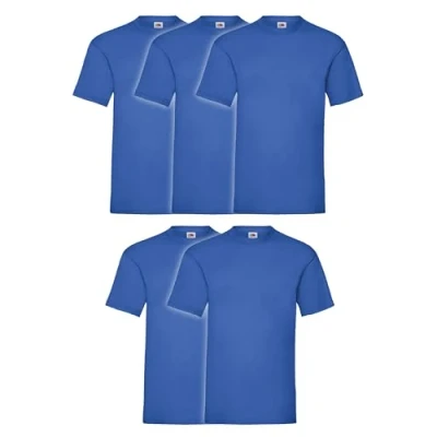 Afbeelding van Fruit of the Loom Valueweight T shirt voor heren, 5 stuks, Royal + Myshirt gymtas