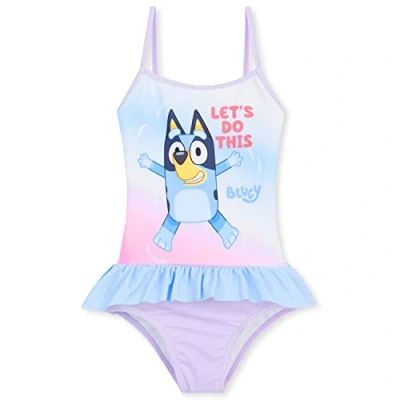 Afbeelding van Bluey Badpak voor meisjes, jongens, baby, 1 stuk, zwempak, lange mouwen, playsuit, zonwering, kinderen, kleding, strand, zomer, 18 maanden 8 jaar, Paars/Blauw