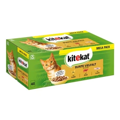 Afbeelding van 48x85g Maaltijdzakjes Bonte Mix in Saus Kitekat Kattenvoer
