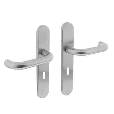 Afbeelding van Intersteel Deurkruk Rond op schild sleutelgat 56 mm rvs geborsteld