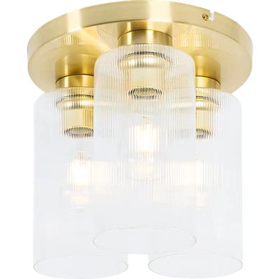 Afbeelding van QAZQA Art Deco plafondlamp goud met glas 3 lichts Laura
