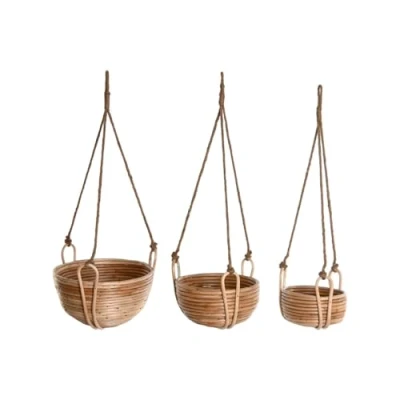 Afbeelding van Plantenbakkenset Home ESPRIT Natuurlijk vlechtwerk Touw 31 x 23 cm (3 Onderdelen)
