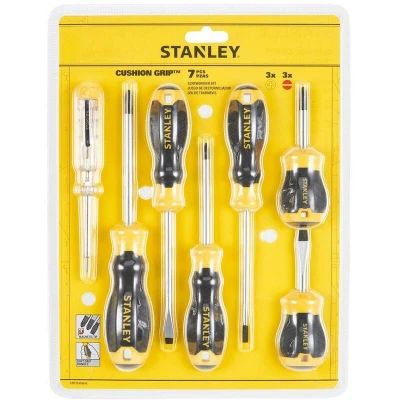 Afbeelding van Stanley Cushiongrip Schroevendraaierset 6 delig: PH, Parallel, Standaard, Spanningszoeker Binddraad Schroevendraaiers en Boren Stuk(s)