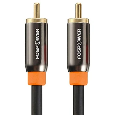 Afbeelding van FosPower coaxiale RCA kabel digitale audio met vergulde jackstekker, 24 K, cinch stekker naar stekker, lijn voor thuisbioscoop 5.1 (thuisbioscoop), HDTV, soundbar, subwoofer, 90 cm