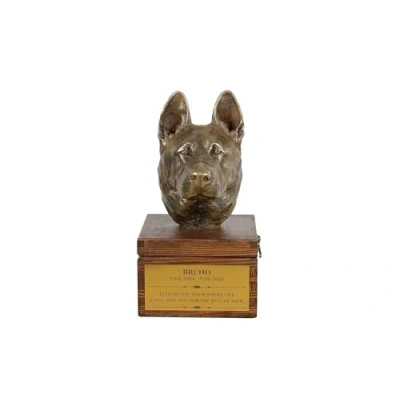 Afbeelding van Urn hond voor hondenas met beeldje van Duitse Herder gepersonaliseerd
