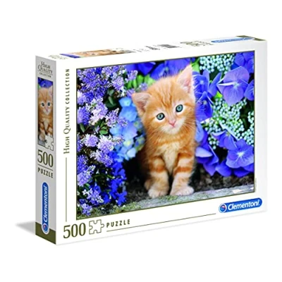 Image de Puzzle Clementoni Chat en fleurs, 500 pièces