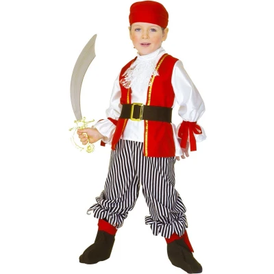 Afbeelding van Widmann Piraat &amp; Viking Kostuum Zuiderzee Zeerover Grote Buit Kind Rood, Zwart / Wit Maat 116 Carnavalskleding Verkleedkleding