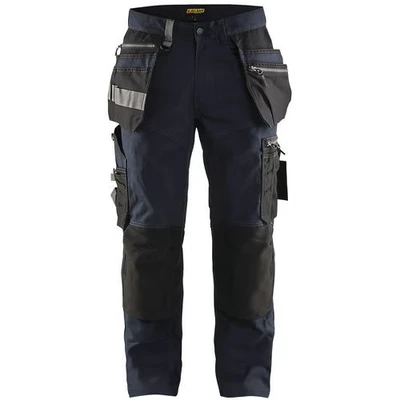 Image de Pantalon artisan stretch marine foncé/noir