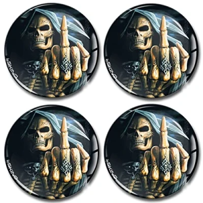 Afbeelding van Skino Autosticker voor wieldoppen, naafdoppen, 50 mm, schedel, middelgroot A 2550