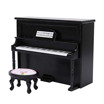 Afbeelding van 1:12 Miniatuur Piano Collectie Ladder voor Poppenhuis Model Speelgoed Simulatie Verzameling Figuur Modelbouw Ornamenten Huis Decor (zwart)