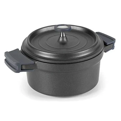 Image de Cocotte ronde en fonte émaillée 20cm noir Lacor 25921