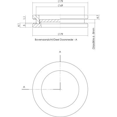 Afbeelding van Intersteel Schuifdeurkom glasdeur 55 mm rvs geborsteld Onlinedeurenkopen.nl