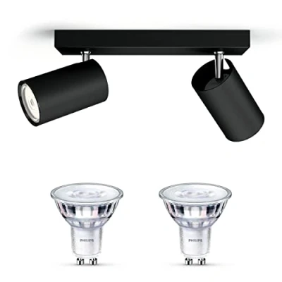 Afbeelding van Philips myLiving KOSIPO Opbouwspot zwart 2 lichtpunten Incl. LED Scene Switch Gu10 50W