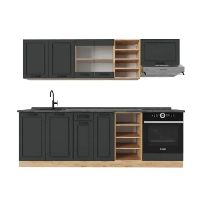 Afbeelding van Vicco Complete keukeneenheid R Line, Antraciet landhuis/gouden eik, 240 cm , WB