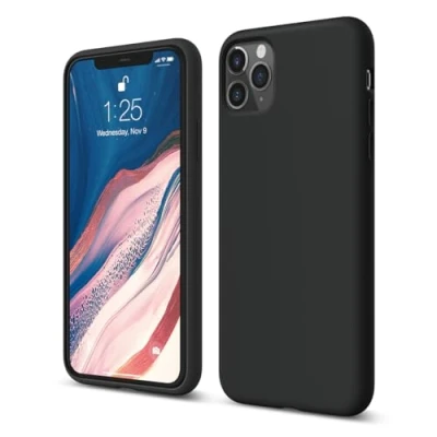 Afbeelding van elago iPhone 11 Pro Max Hoesje van Silicone Case Compatibel met Apple 6.5&quot; Premium Silicone, Bescherming [3 Lagen] Structuur, Verhoogde Rand voor Scherm &amp; Camera (Zwart)