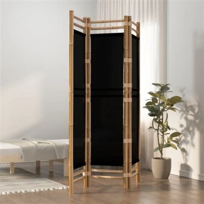 Afbeelding van Kamerscherm 3 panelen inklapbaar 120 cm bamboe en canvas