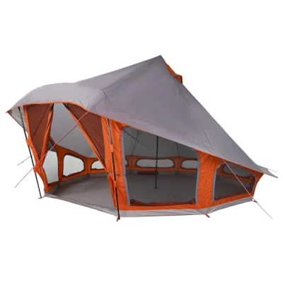 Afbeelding van vidaXL Familietent Tipi in Grijs en Oranje voor 10 Personen Waterdicht
