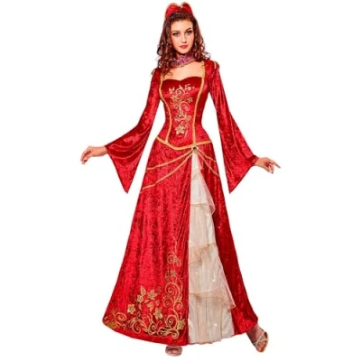 Afbeelding van Widmann Middeleeuwen &amp; Renaissance Kostuum Prinses Radabella Vrouw Rood Medium Carnavalskleding Verkleedkleding