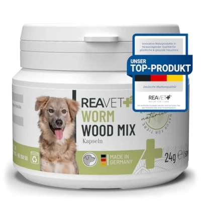 Afbeelding van ReaVET Wormwood Mix Capsules voor Honden Na een wormkuur Bevordert de darmfunctie 50 stuks