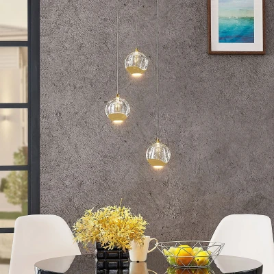 Afbeelding van Lucande hanglamp 3lichts glas, metaal helder, goud Inclusief lichtbronnen