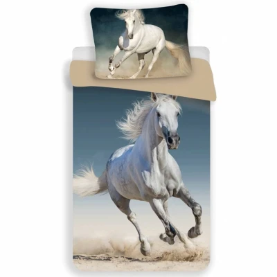 Afbeelding van Animal Pictures wit paard Dekbedovertrek Eenpersoons 140 x 200 cm Multi