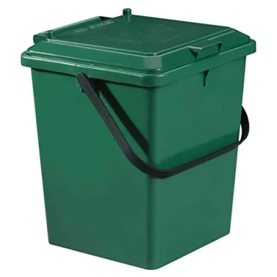 Afbeelding van Garantia 640030 Bio emmer 10 liter (kunststof container, biologische afvalemmer, 23 x 25 30 cm, met klapdeksel, multifunctionele emmer, stapelbaar, draaggreep)