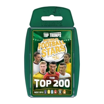 Afbeelding van Top Trumps World Football Stars 200 Set van 5 kaarten, speel met Ronaldo, Kevin De Bruyne, Putellas en Paredes, educatief cadeau voor kinderen vanaf 6 jaar