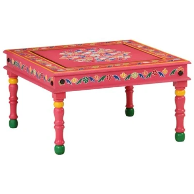 Afbeelding van Salontafel handbeschilderd massief mangohout roze