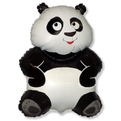 Afbeelding van Zwarte en witte folieballon Big Panda 66 cm