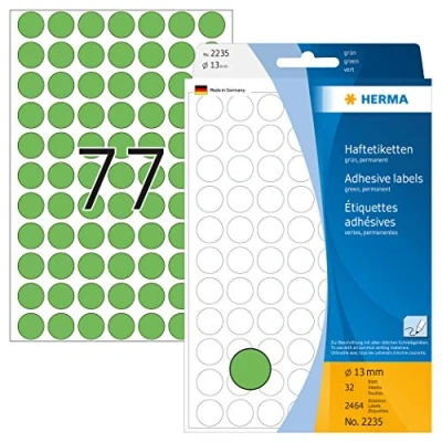 Afbeelding van Etiket HERMA 2235 rond 13mm groen 2464stuks